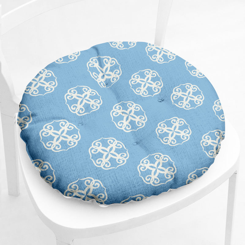 HKM-212435 Floral-Patterned Cotton Linen Chair Cushion in Round and Square Shapes with Polyester Fiber Filling