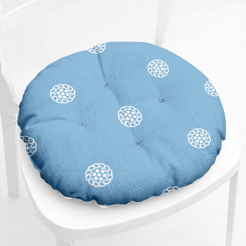 HKM-212435 Floral-Patterned Cotton Linen Chair Cushion in Round and Square Shapes with Polyester Fiber Filling