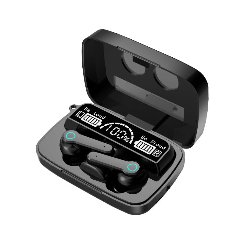 HKM-212563 Binaural Bluetooth Headset with Battery Display and Voice Control - M19 Black