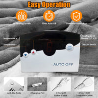 HKM-212691 Electric King Size Fleece Blanket with Dual Controllers, 10 Heat Levels, Auto Shut-Off, Machine Washable