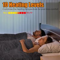 HKM-212691 Electric King Size Fleece Blanket with Dual Controllers, 10 Heat Levels, Auto Shut-Off, Machine Washable