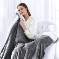 HKM-212691 Electric King Size Fleece Blanket with Dual Controllers, 10 Heat Levels, Auto Shut-Off, Machine Washable
