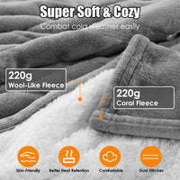 HKM-212691 Electric King Size Fleece Blanket with Dual Controllers, 10 Heat Levels, Auto Shut-Off, Machine Washable