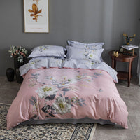 HKM-212691 Four-Piece Pure Cotton Bedding Set with Decorative Floral Patterns in Multiple Styles