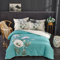 HKM-212691 Four-Piece Pure Cotton Bedding Set with Decorative Floral Patterns in Multiple Styles