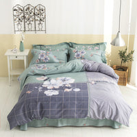 HKM-212691 Four-Piece Pure Cotton Bedding Set with Decorative Floral Patterns in Multiple Styles
