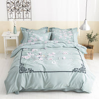 HKM-212691 Four-Piece Pure Cotton Bedding Set with Decorative Floral Patterns in Multiple Styles
