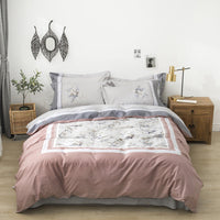 HKM-212691 Four-Piece Pure Cotton Bedding Set with Decorative Floral Patterns in Multiple Styles