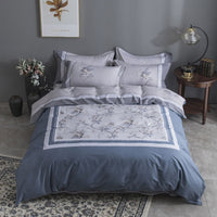 HKM-212691 Four-Piece Pure Cotton Bedding Set with Decorative Floral Patterns in Multiple Styles