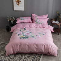 HKM-212691 Four-Piece Pure Cotton Bedding Set with Decorative Floral Patterns in Multiple Styles