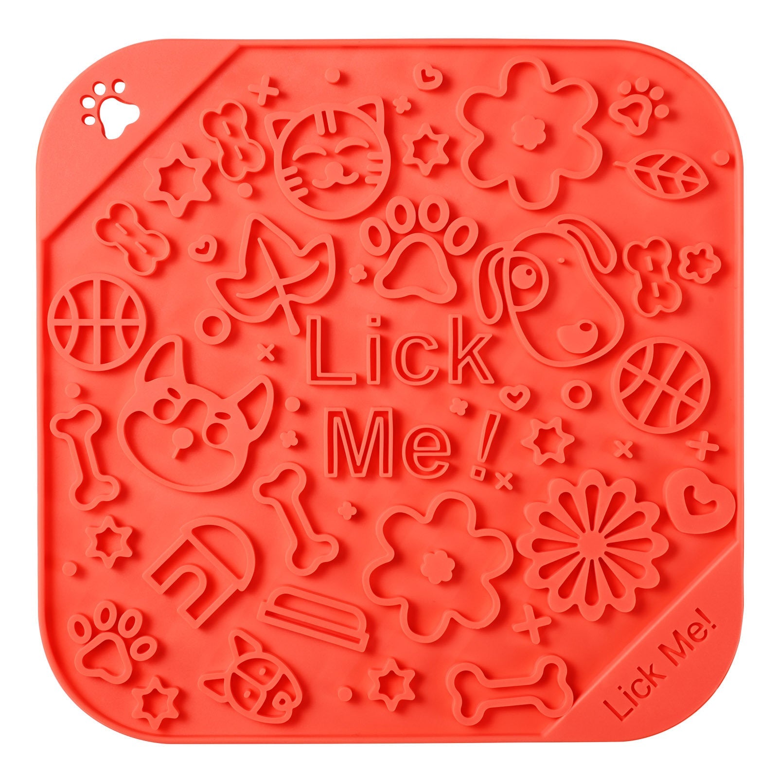 HKM-213011 Slow Feed Silicone Dog Mat - Red, Blue, or Red Blue with Scraper, 20x20cm