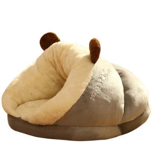 HKM-213011 Warm Velvet Padded Dog Nest in Avocado Green, Blue Elk, Gray Brown Bear, Red Rabbit - Multiple Sizes Available