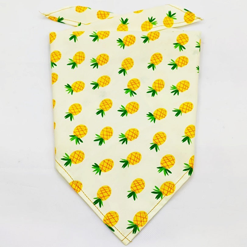 HKM-213075 Fruit Green Leaf Cotton Pet Scarf and Drool Towel for Dogs and Cats - Small and Large Sizes Available