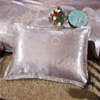 HKM-213139 Elegant Four-Piece Jacquard Bedding Set in Polyester Fiber - Quilt Cover, Sheets, and Pillowcases
