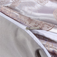 HKM-213139 Elegant Four-Piece Jacquard Bedding Set in Polyester Fiber - Quilt Cover, Sheets, and Pillowcases