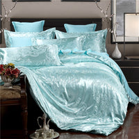 HKM-213139 Elegant Four-Piece Jacquard Bedding Set in Polyester Fiber - Quilt Cover, Sheets, and Pillowcases