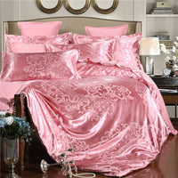 HKM-213139 Elegant Four-Piece Jacquard Bedding Set in Polyester Fiber - Quilt Cover, Sheets, and Pillowcases