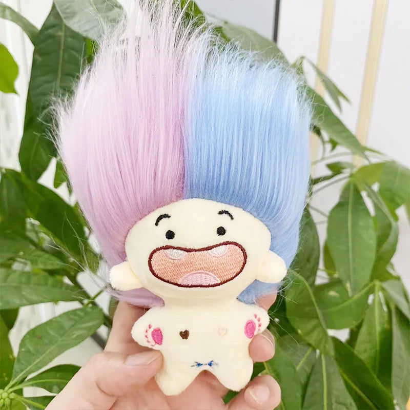 HKM-213203 Colorful Zodiac Signs Mini Plush Keychains - Creative Long Hair Stuffed Dolls for Kids