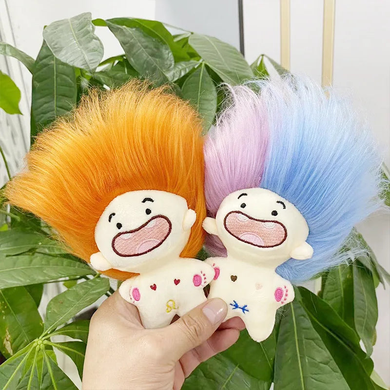 HKM-213203 Colorful Zodiac Signs Mini Plush Keychains - Creative Long Hair Stuffed Dolls for Kids