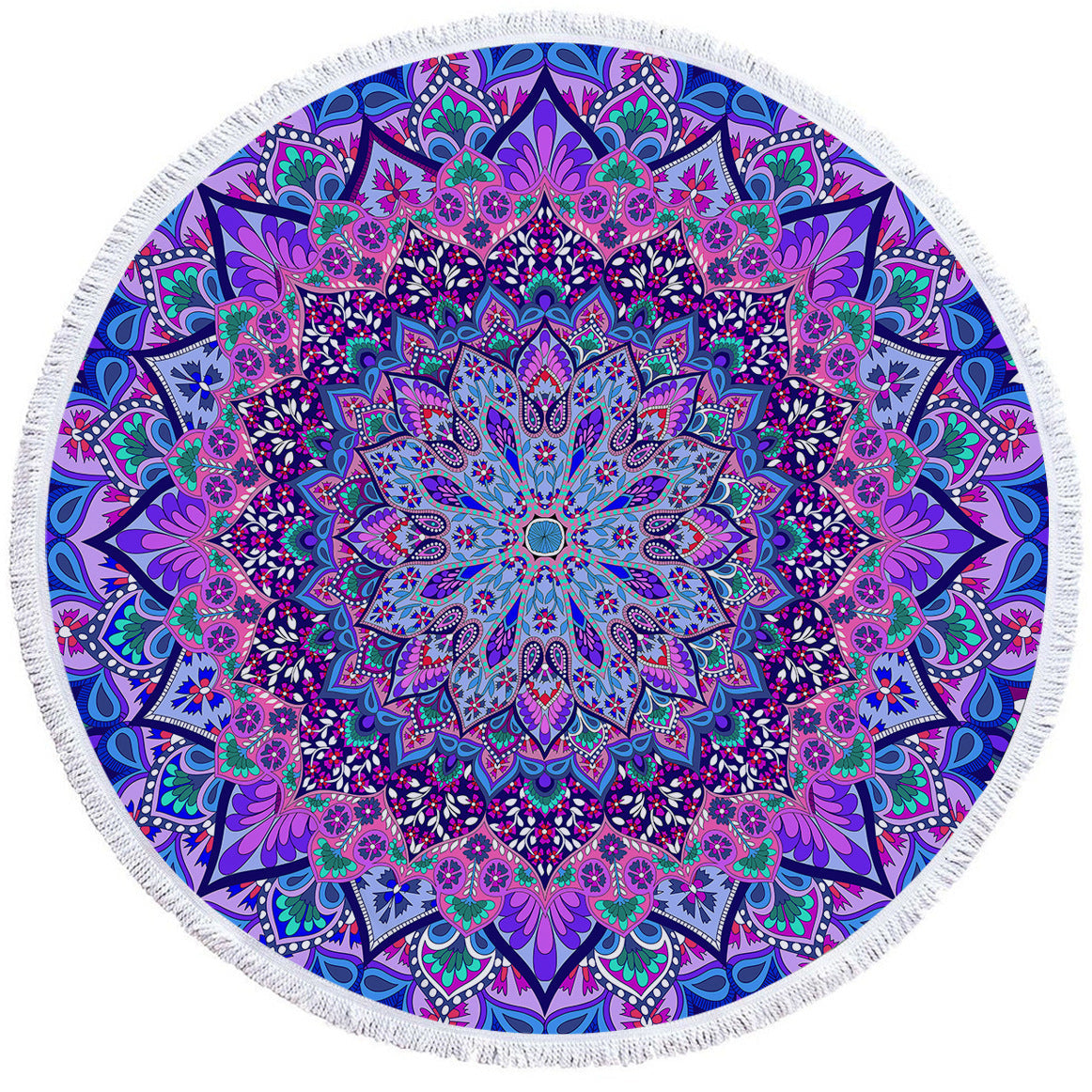 HKM-213203 Fuchsia Round Microfiber Beach Towel - 150 cm Diameter, Lightweight & Versatile for All Seasons