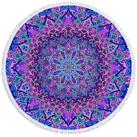 HKM-213203 Fuchsia Round Microfiber Beach Towel - 150 cm Diameter, Lightweight & Versatile for All Seasons
