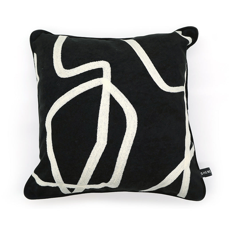 HKM-213331 American Classic Flow Line Striped Pillow Cover - Square and Waist Options in Black, Mocha, and Abstract Patterns