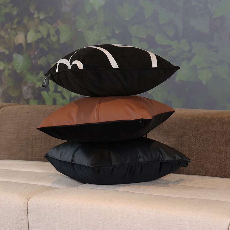 HKM-213331 American Classic Flow Line Striped Pillow Cover - Square and Waist Options in Black, Mocha, and Abstract Patterns