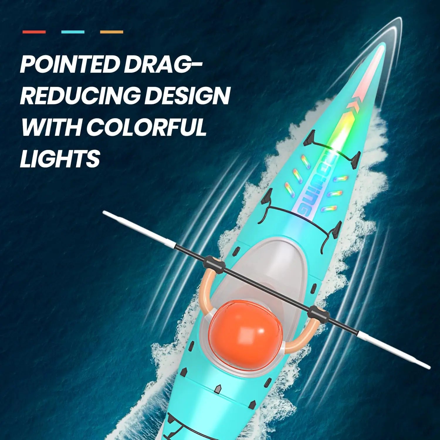 HKM-213331 Paddle Kayak RC Boat for Kids - 2.4G Remote Control, 50M Range, Outdoor Fun