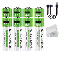 HKM-213395 Rechargeable Lithium AA Battery Pack 15V 3800mAh with Type-C Fast Charge, 1200 Cycles