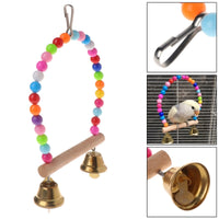HKM-213459 Colorful Wooden Parrot Climbing Ladder with Bells and Hanging Hook