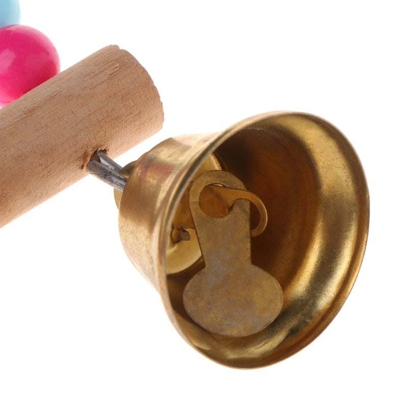 HKM-213459 Colorful Wooden Parrot Climbing Ladder with Bells and Hanging Hook