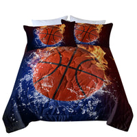 HKM-213523 Twin Size 3PC Lightweight Microfiber Basketball Pattern Comforter Set with Pillowcases