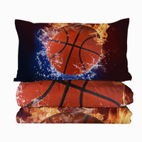 HKM-213523 Twin Size 3PC Lightweight Microfiber Basketball Pattern Comforter Set with Pillowcases