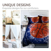 HKM-213523 Twin Size 3PC Lightweight Microfiber Basketball Pattern Comforter Set with Pillowcases