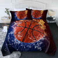 HKM-213523 Twin Size 3PC Lightweight Microfiber Basketball Pattern Comforter Set with Pillowcases