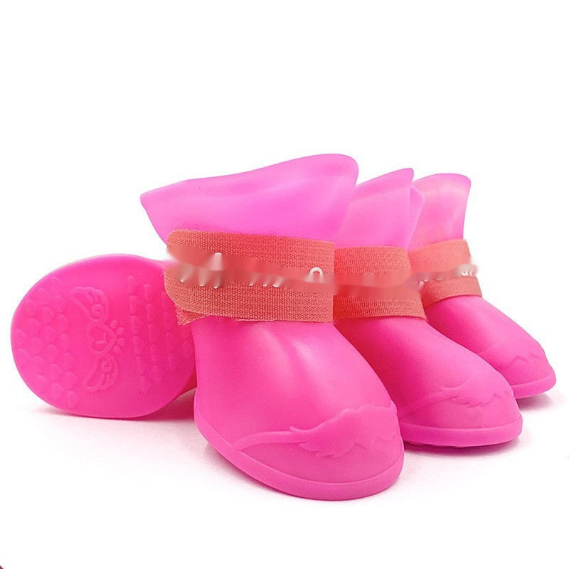 HKM-213523 Waterproof Non-Slip Soft Soled Pet Rain Shoes in Various Colors and Sizes