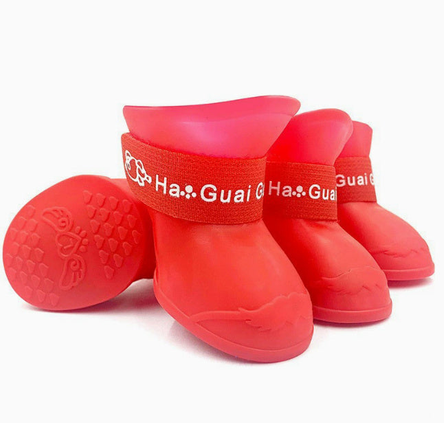 HKM-213523 Waterproof Non-Slip Soft Soled Pet Rain Shoes in Various Colors and Sizes