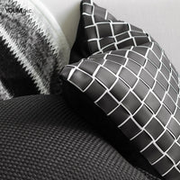HKM-213587 Modern Black and White Cotton Hemp Woven Pillowcase for Living Room Decor