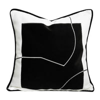 HKM-213587 Modern Black and White Cotton Hemp Woven Pillowcase for Living Room Decor