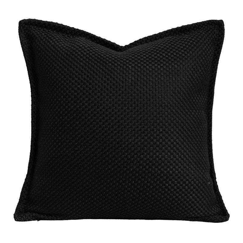 HKM-213587 Modern Black and White Cotton Hemp Woven Pillowcase for Living Room Decor
