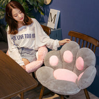 HKM-213651 Cat-Themed Plush Office Seat Cushion - Youth Size Options in White, Pink, Gray, and Blue