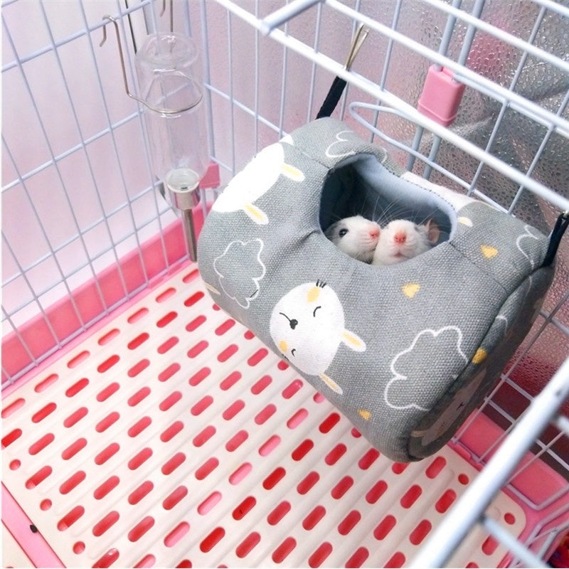 HKM-213651 Cozy Canvas Pet Nest for Small Animals - Available in Leopard, Owl, and Gray Bunny Prints