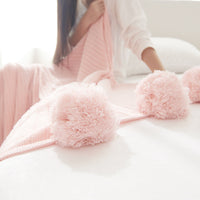HKM-213843 Cotton Knit Ball Carpet Blanket - Soft, Multi-Seasonal Design, Five Color Options