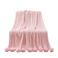HKM-213843 Cotton Knit Ball Carpet Blanket - Soft, Multi-Seasonal Design, Five Color Options