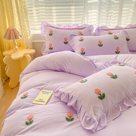 HKM-213843 Princess Style Embroidered Cotton Towel Set - Four Piece Bedding Collection