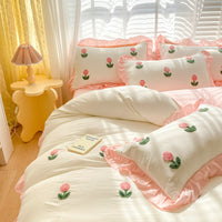HKM-213843 Princess Style Embroidered Cotton Towel Set - Four Piece Bedding Collection