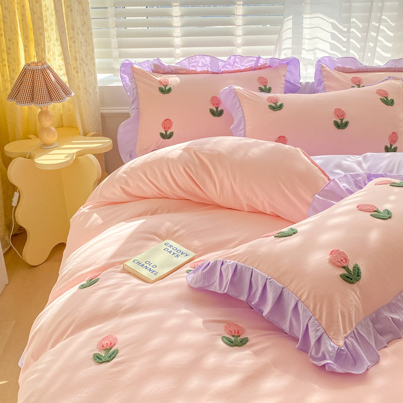HKM-213843 Princess Style Embroidered Cotton Towel Set - Four Piece Bedding Collection
