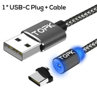 HKM-213907 Magnetic Charging Data Cable for iPhone and Android Devices, Quick Charge, Durable Aluminum Alloy, 3-in-1 Connector