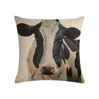 HKM-213907 Nordic Style Cow Print Pillowcase - Soft Short Plush Fabric, 45x45cm
