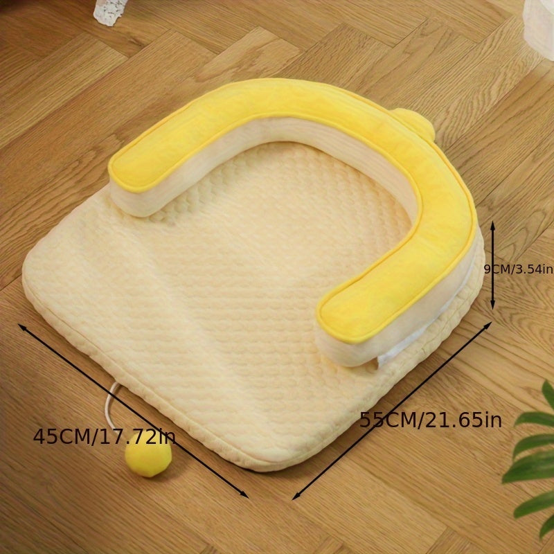 HKM-213907 U-Shaped Cooling Pad For Cats And Dogs - Cat And Dog Neck Sleeping Pad, Summer Ice Feeling U-Shaped Headrest With Non-Slip Base, Washable Scratch-Resistant Polyester Cooling Pad